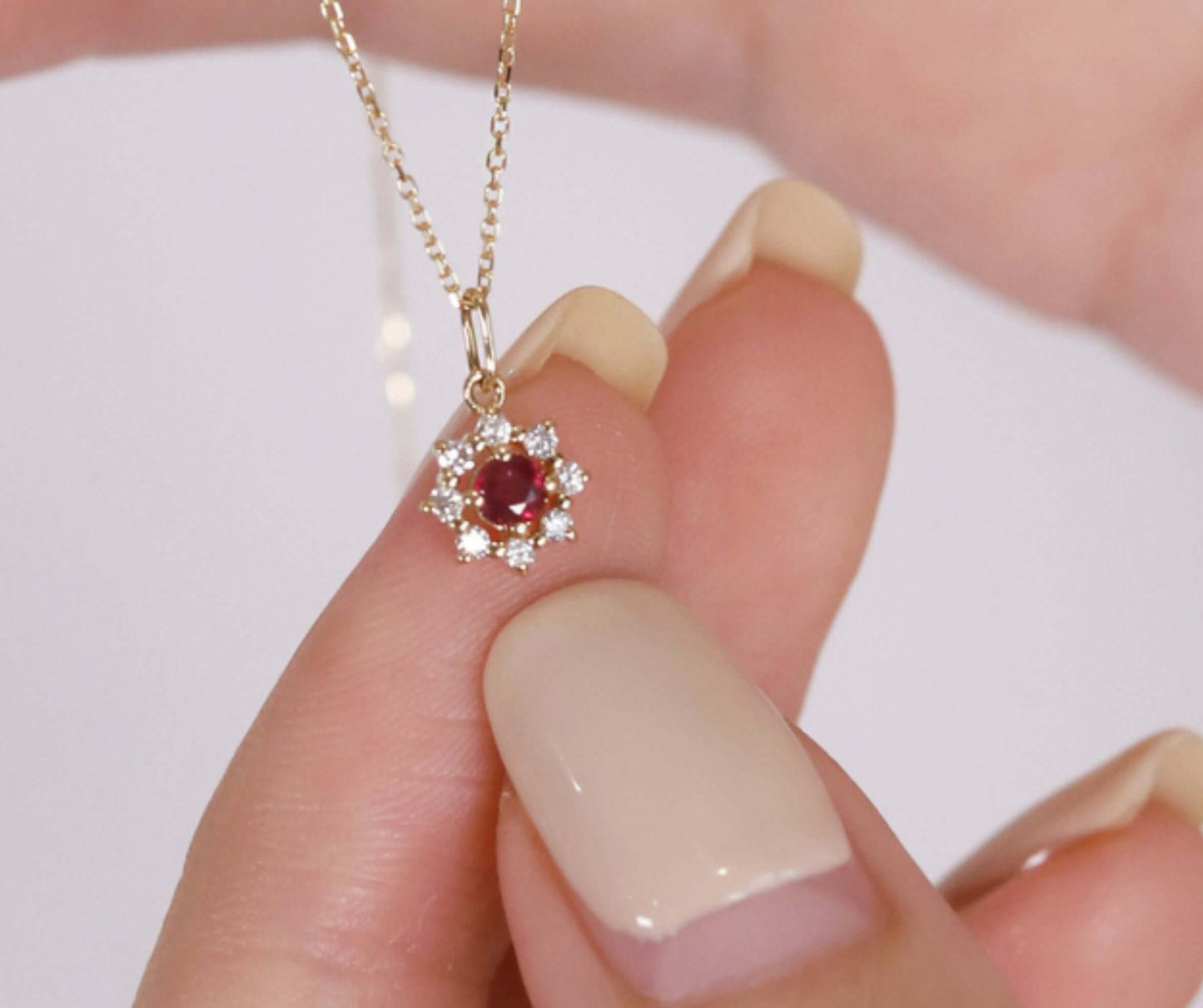 S925 Sterling Silver Red Zirconia Necklace