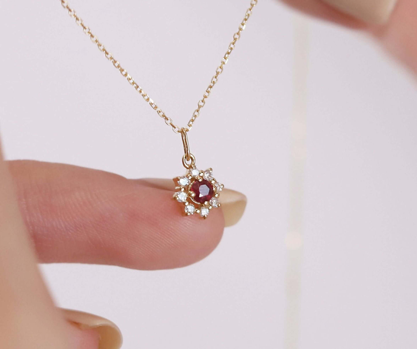 S925 Sterling Silver Red Zirconia Necklace