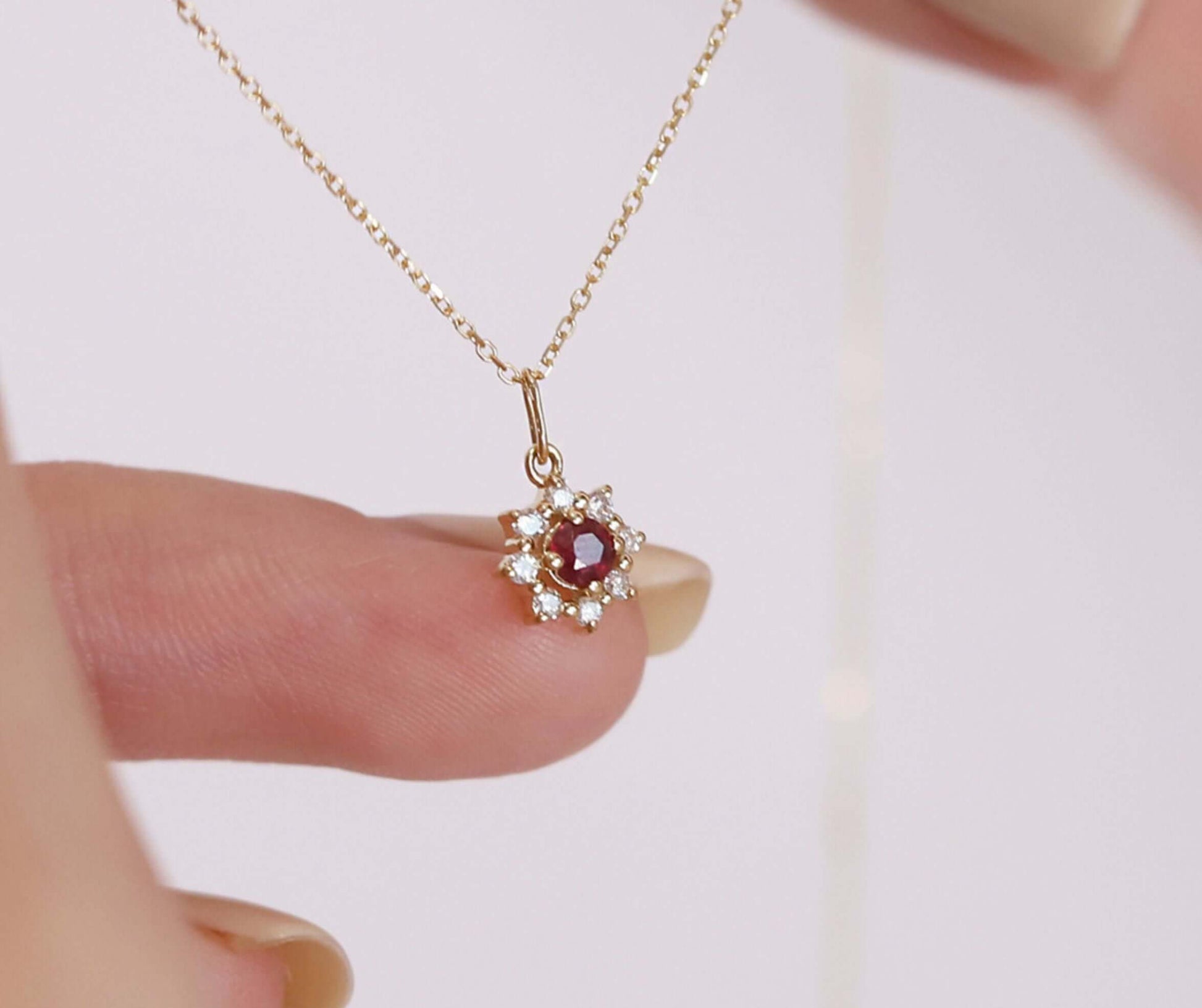 S925 Sterling Silver Red Zirconia Necklace