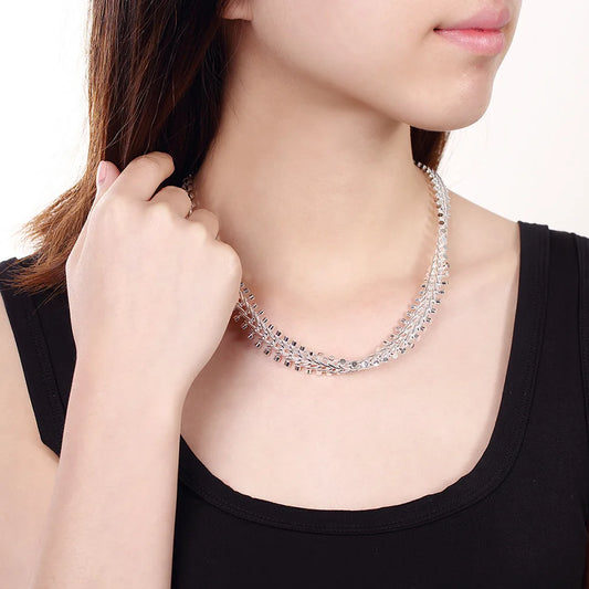 Chic & Elegant Sterling Silver Double Round Bead Chain Necklace | GreenLifeHuman Emporium