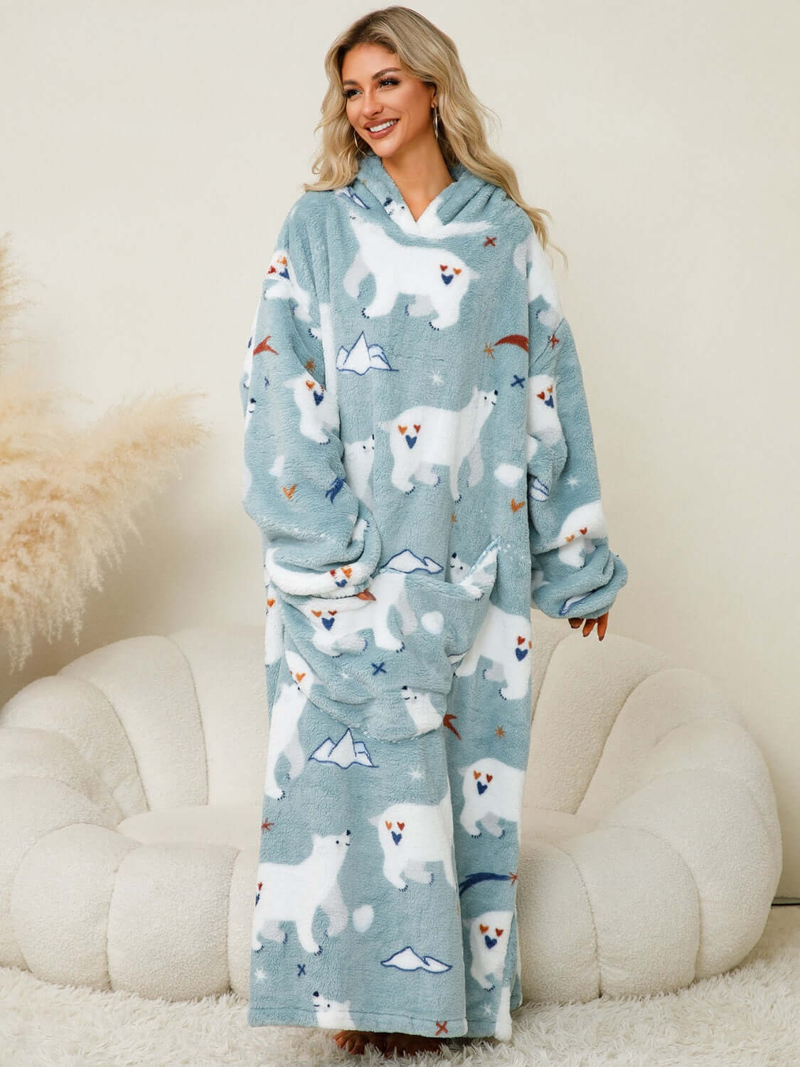 Snuggle Style Fuzzy Hooded Lounge Dress
