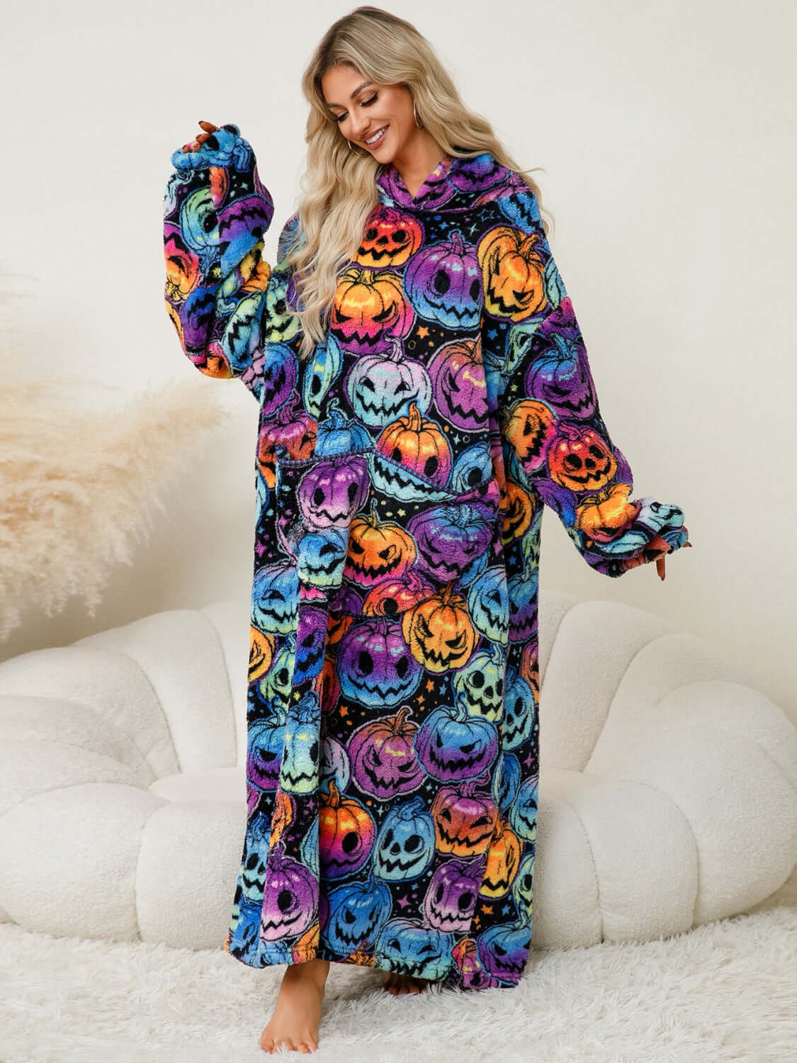 Snuggle Style Fuzzy Hooded Lounge Dress