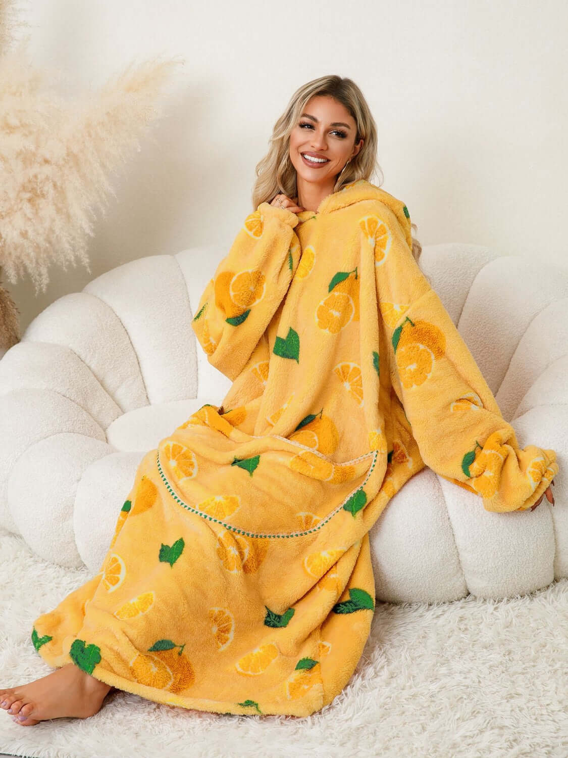 Snuggle Style Fuzzy Hooded Lounge Dress