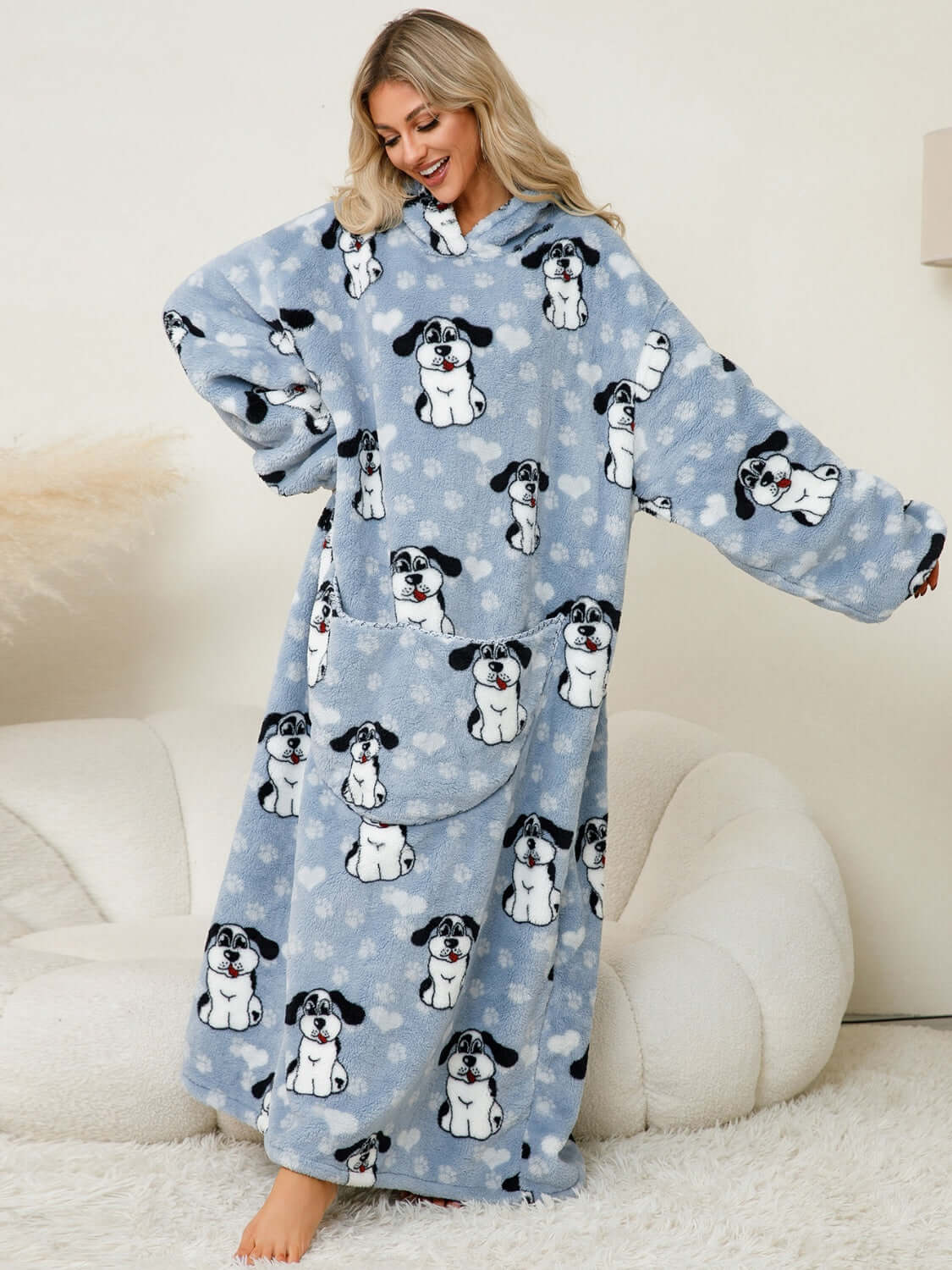 Snuggle Style Fuzzy Hooded Lounge Dress