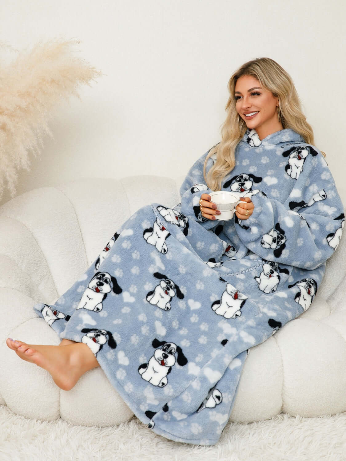 Snuggle Style Fuzzy Hooded Lounge Dress