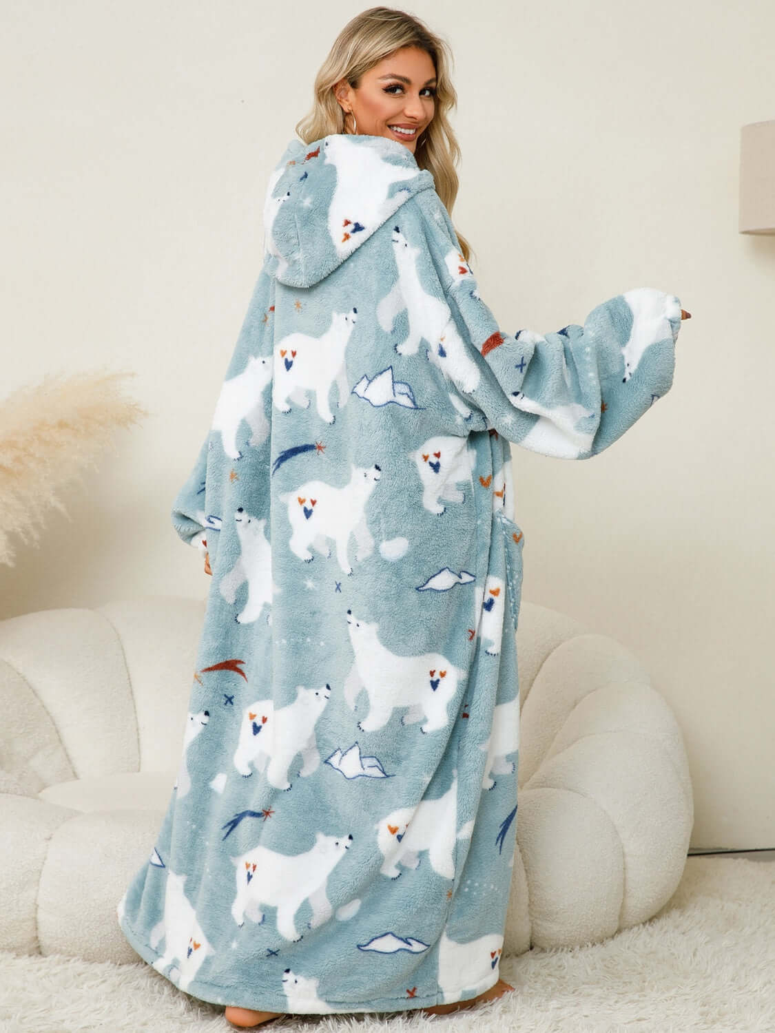 Snuggle Style Fuzzy Hooded Lounge Dress