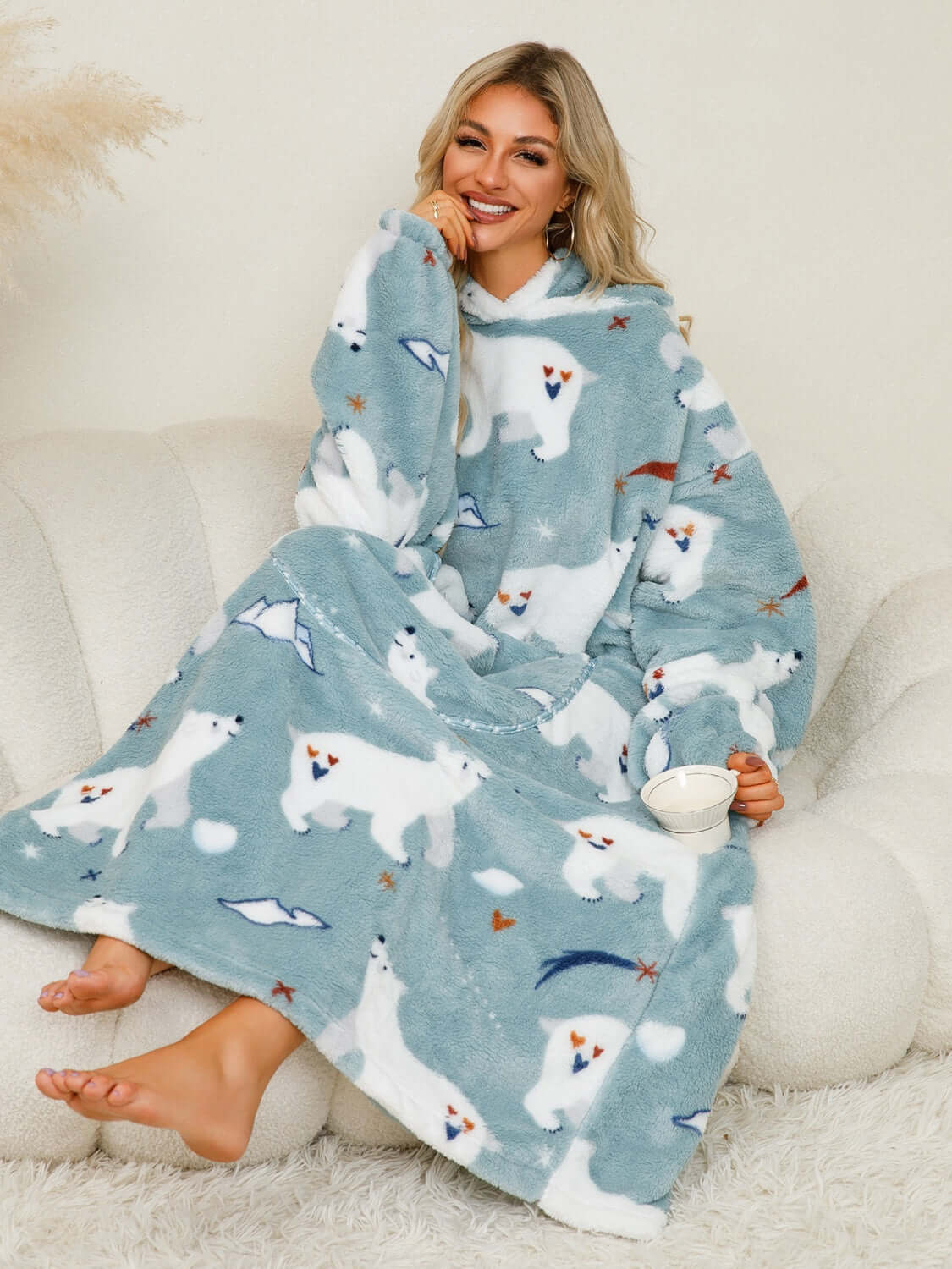 Snuggle Style Fuzzy Hooded Lounge Dress