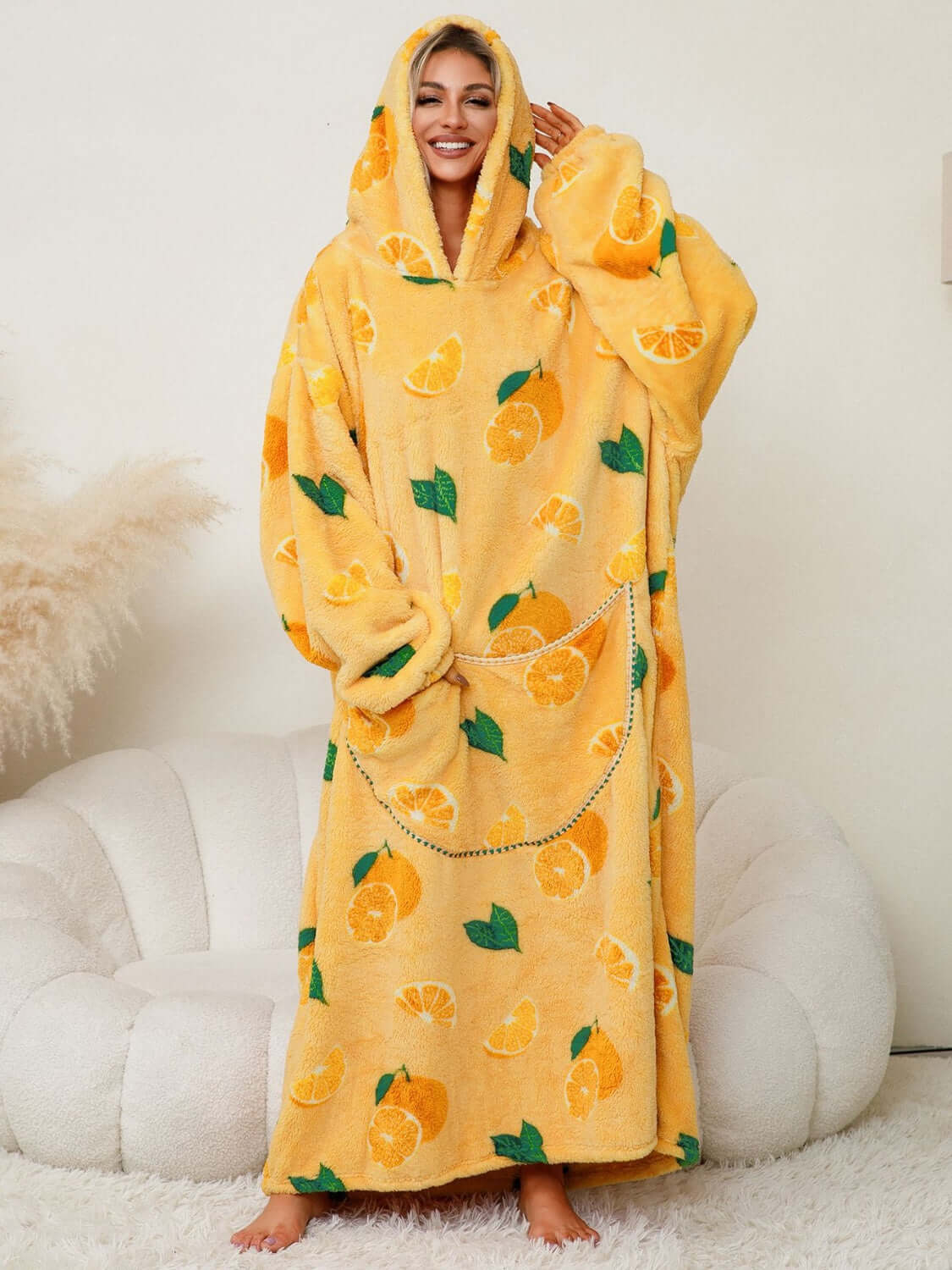 Snuggle Style Fuzzy Hooded Lounge Dress