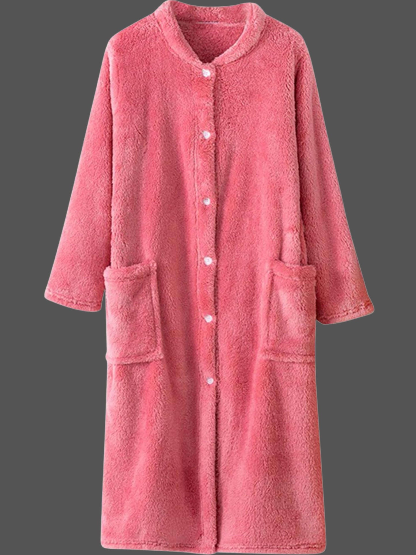 Soft Plush Long Fleece Robe for Women with Pockets