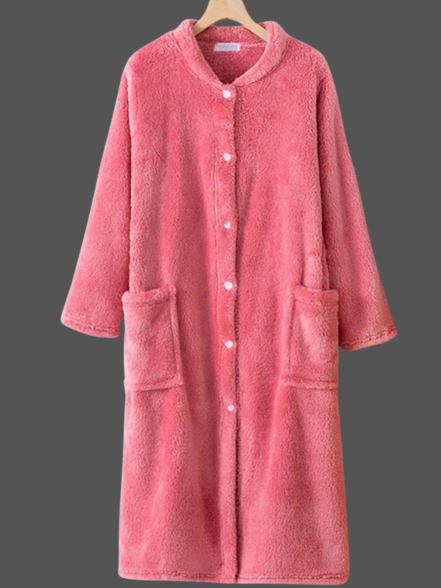 Soft Plush Long Fleece Robe for Women with Pockets
