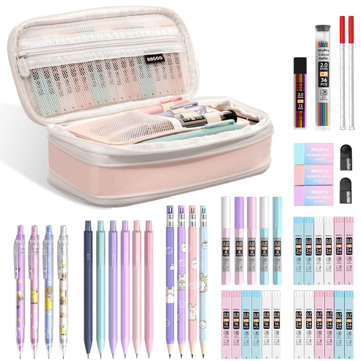 Spacious Pen Case School Stationery Set - 47 Pieces