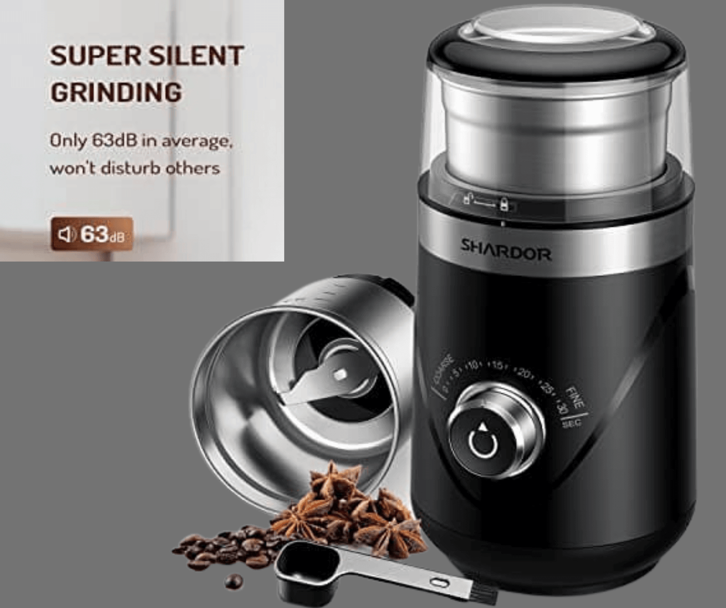 Stainless Steel Electric Coffee & Spice Grinder 
