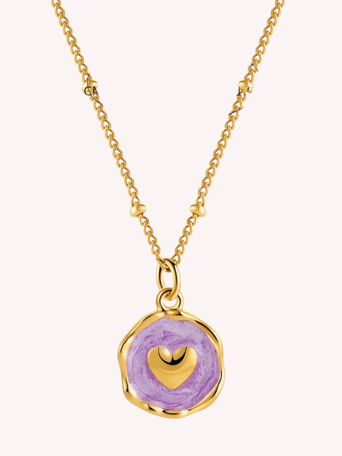 Stainless Steel Resin Inlay Necklace - Cross Heart Star Moon