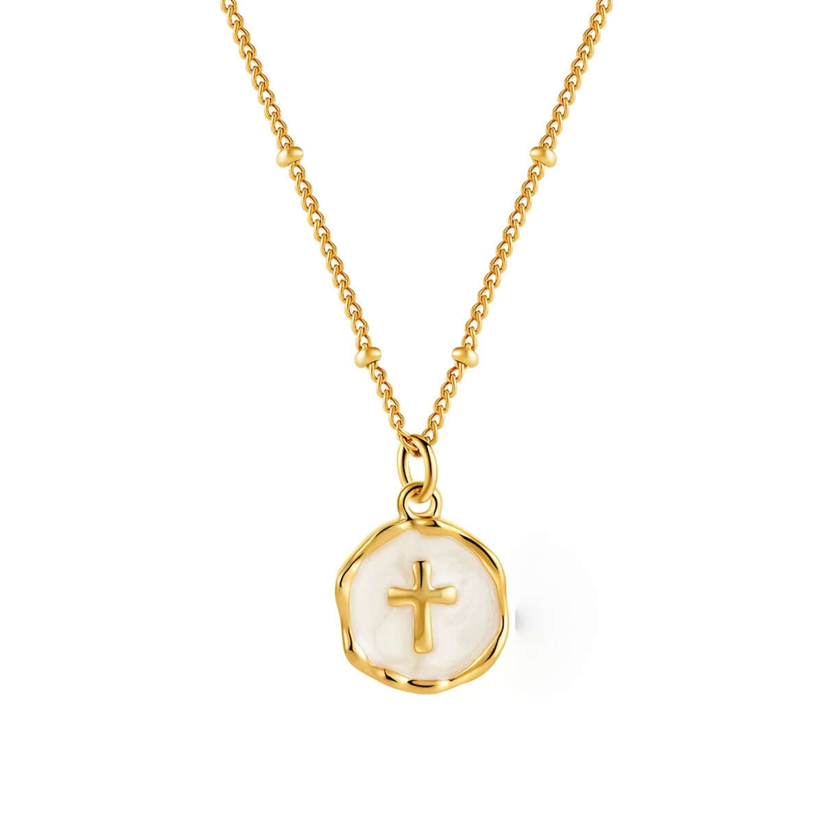 Stainless Steel Resin Inlay Necklace - Cross Heart Star Moon
