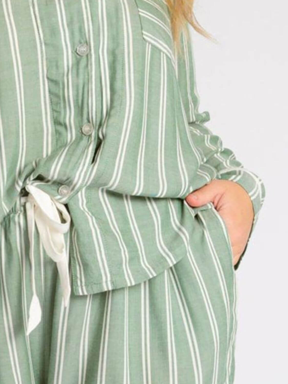 Stripes Collared Neck Top & Shorts Lounge Set
