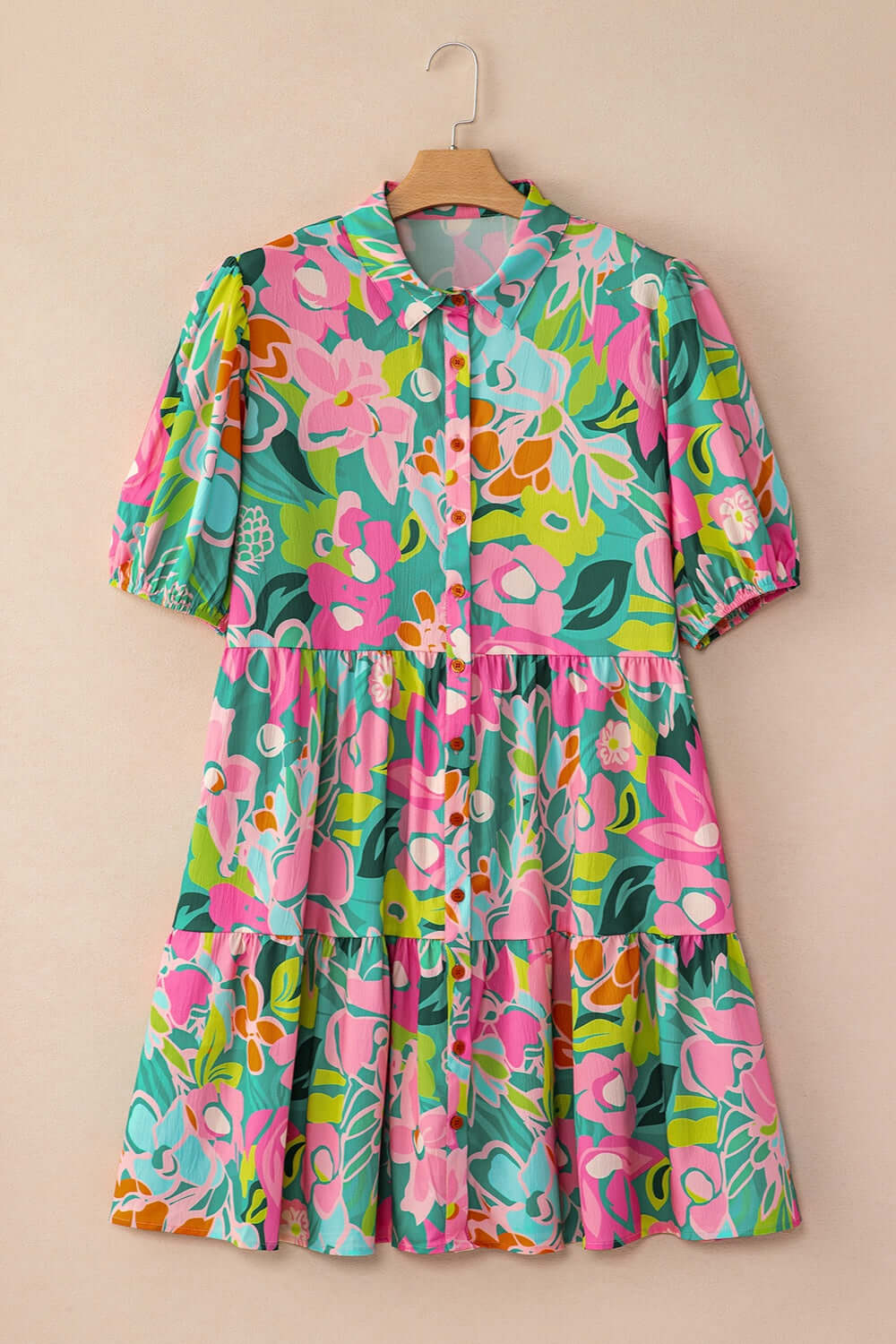 Style Statement Printed Puff Sleeve Mini Dress