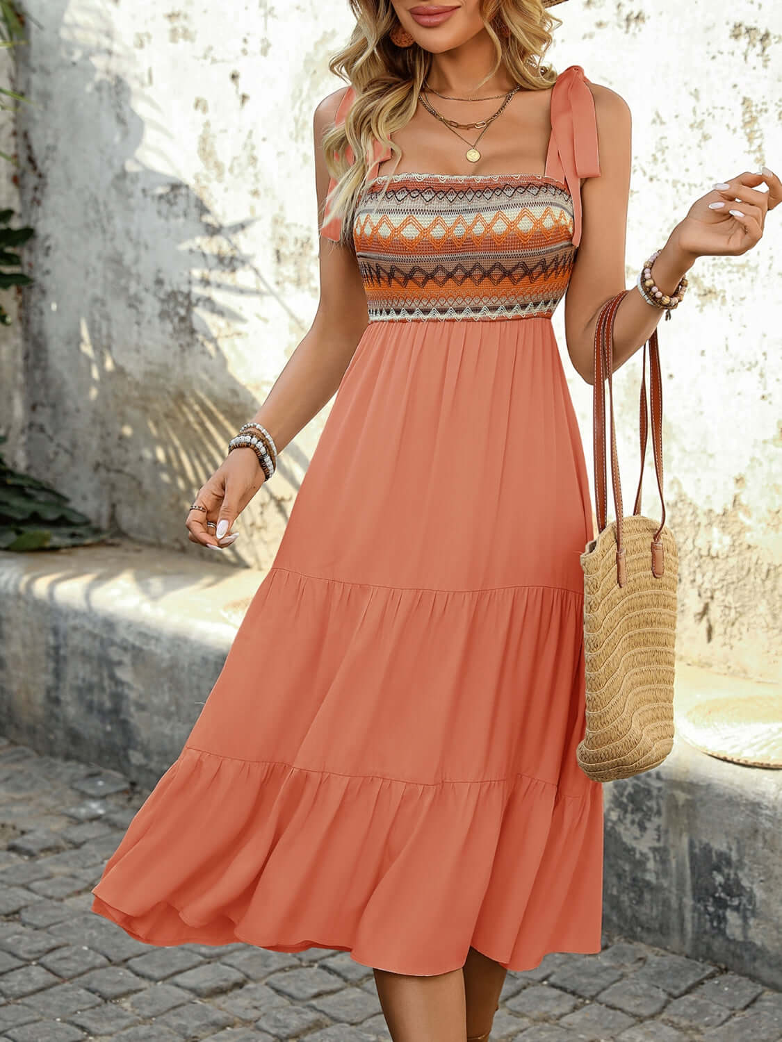 Summer Layers: Tiered Midi with Tie Straps