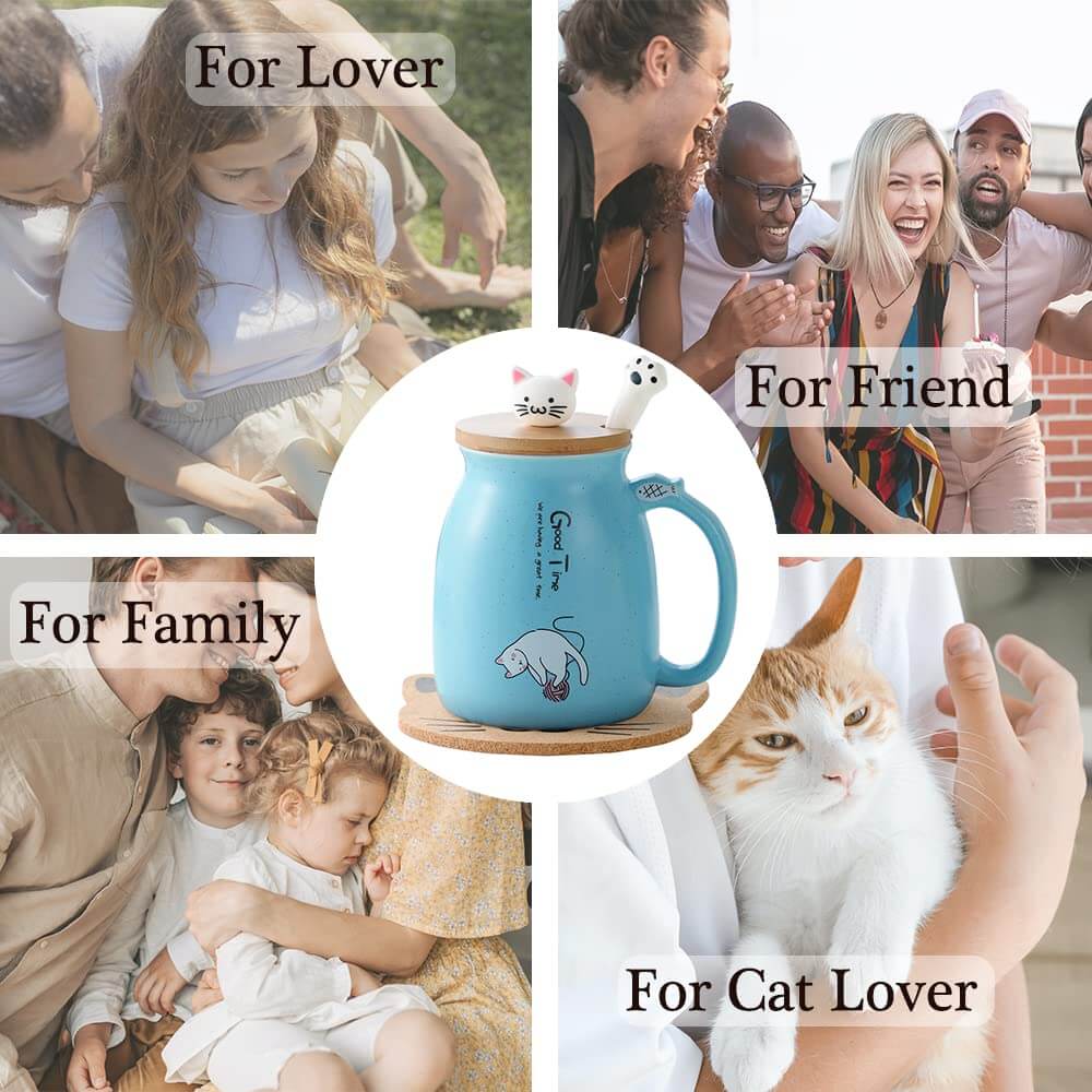 Tea Time with Kitty Cat Mug with Lid Spoon & Infuser