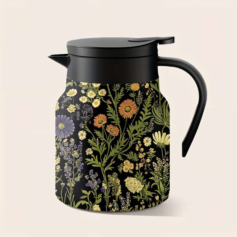 Teatime Charm: Stainless Steel Floral Infusion Pitcher with Infuser & Lid