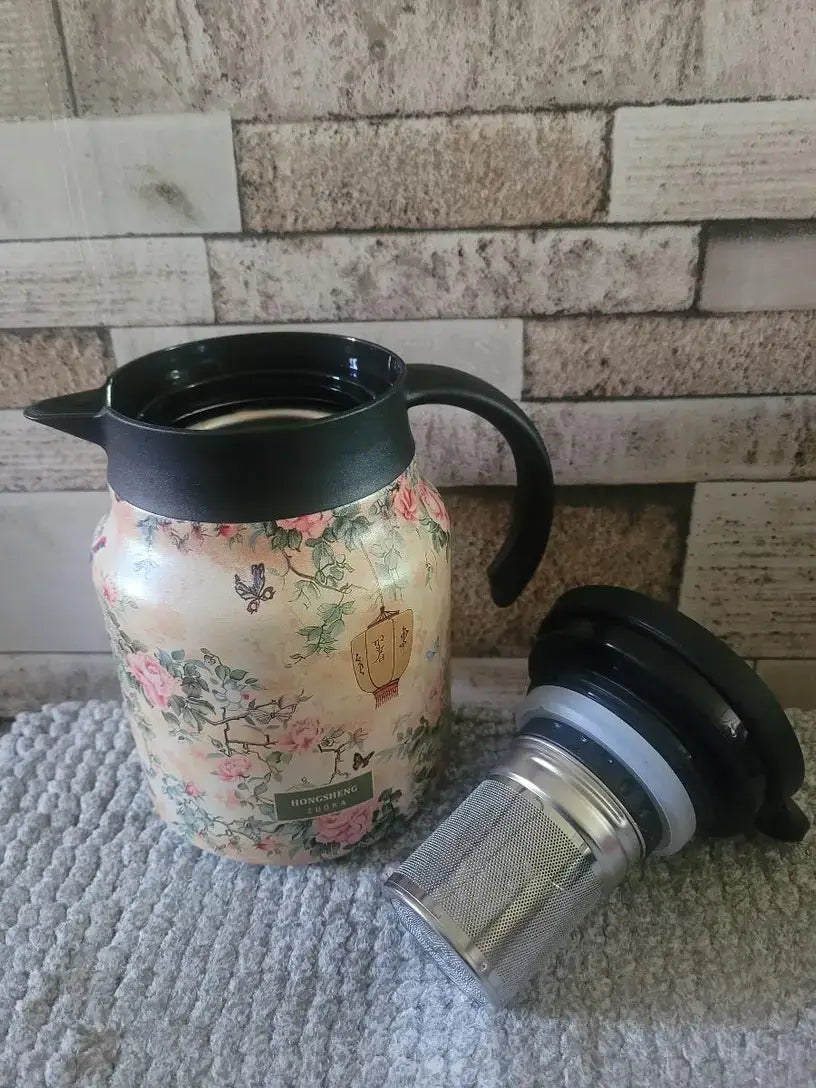 Teatime Charm Stainless Steel Tea Infuser Pitcher with Lid