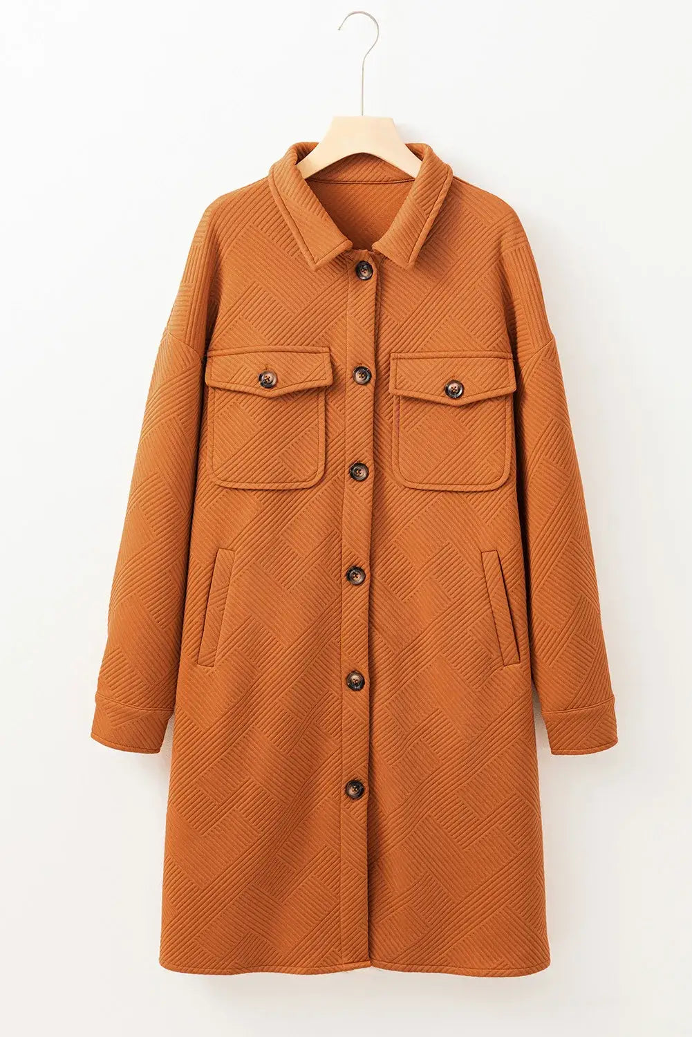 Textured Sophistication Collared Neck Coat