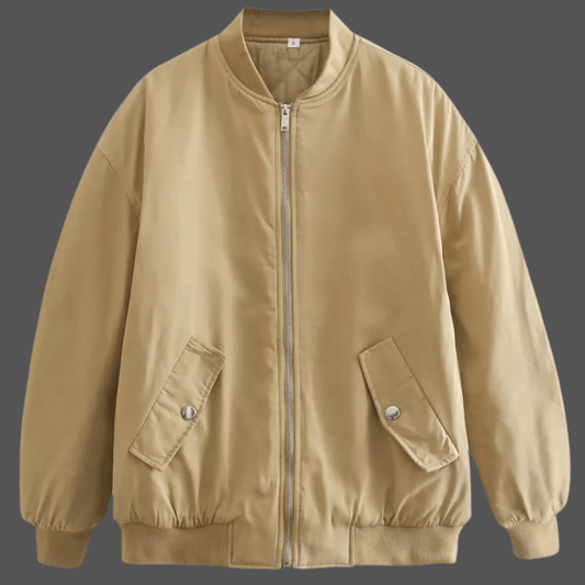 Timeless Comfort Loose Fit Cotton Baseball Jacket