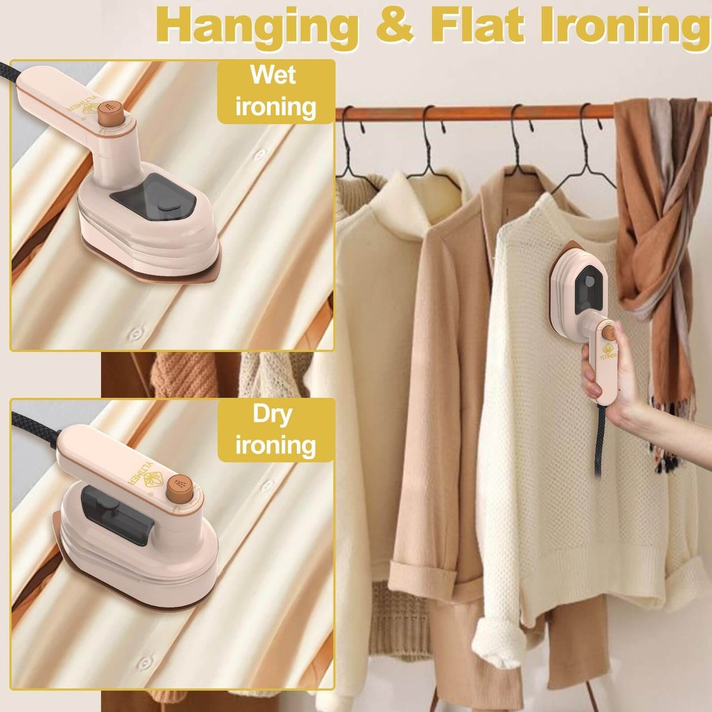 Travel Essential 2-in-1 Mini Pink Iron for Clothes