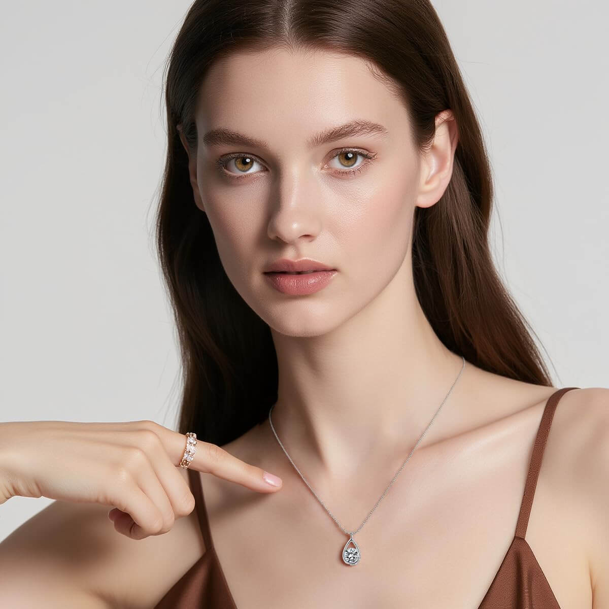 Twinkle Drop: 925 Silver CZ Teardrop Necklace