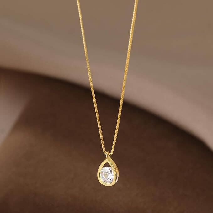 Twinkle Drop: 925 Silver CZ Teardrop Necklace