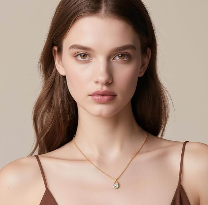 Twinkle Drop: 925 Silver CZ Teardrop Necklace