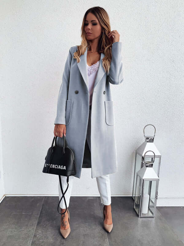 Urban Classic Solid Color Suit Collar Jacket