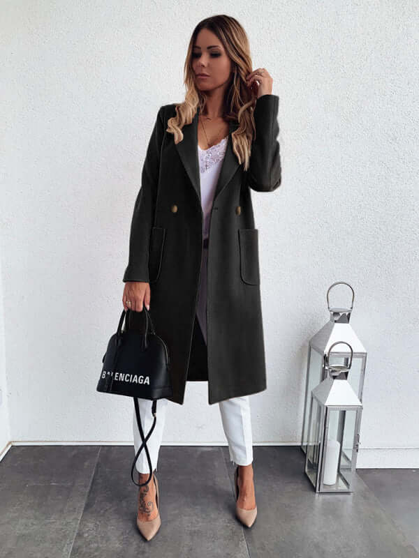 Urban Classic Solid Color Suit Collar Jacket