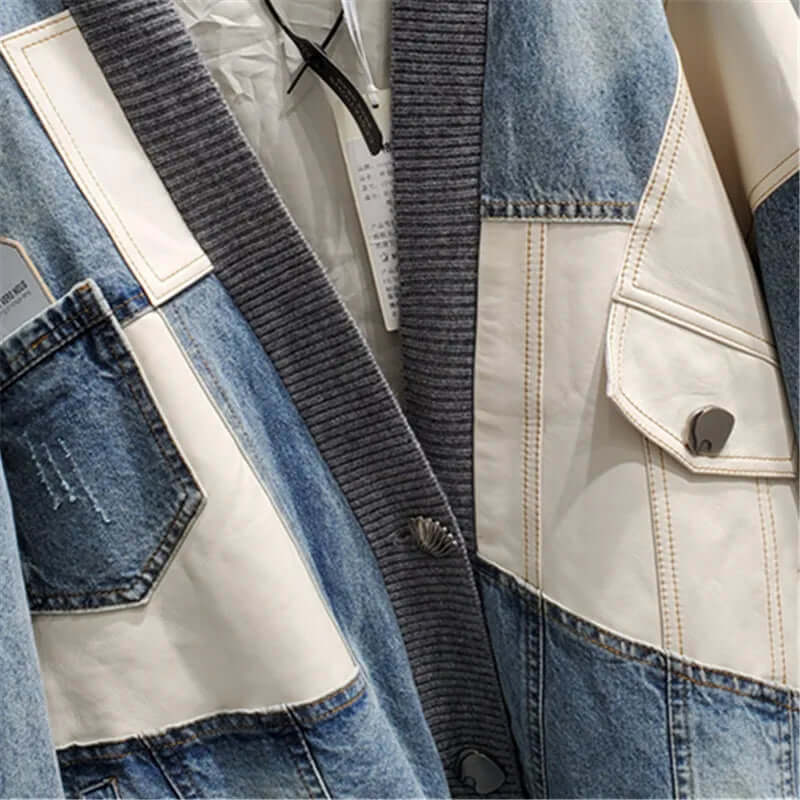 Urban Fusion Knit Spliced Denim Jacket