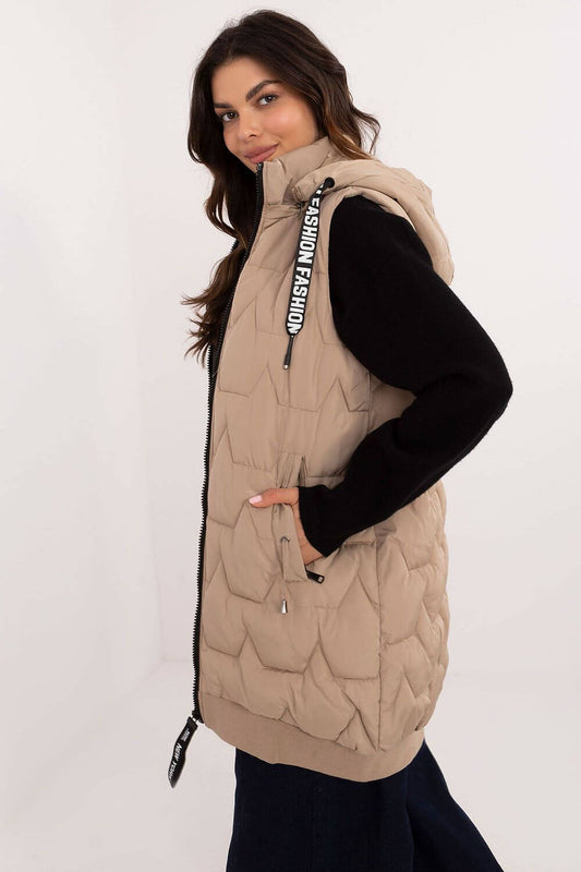 Versatile Quilted Knee-Length Vest with Detachable Hood