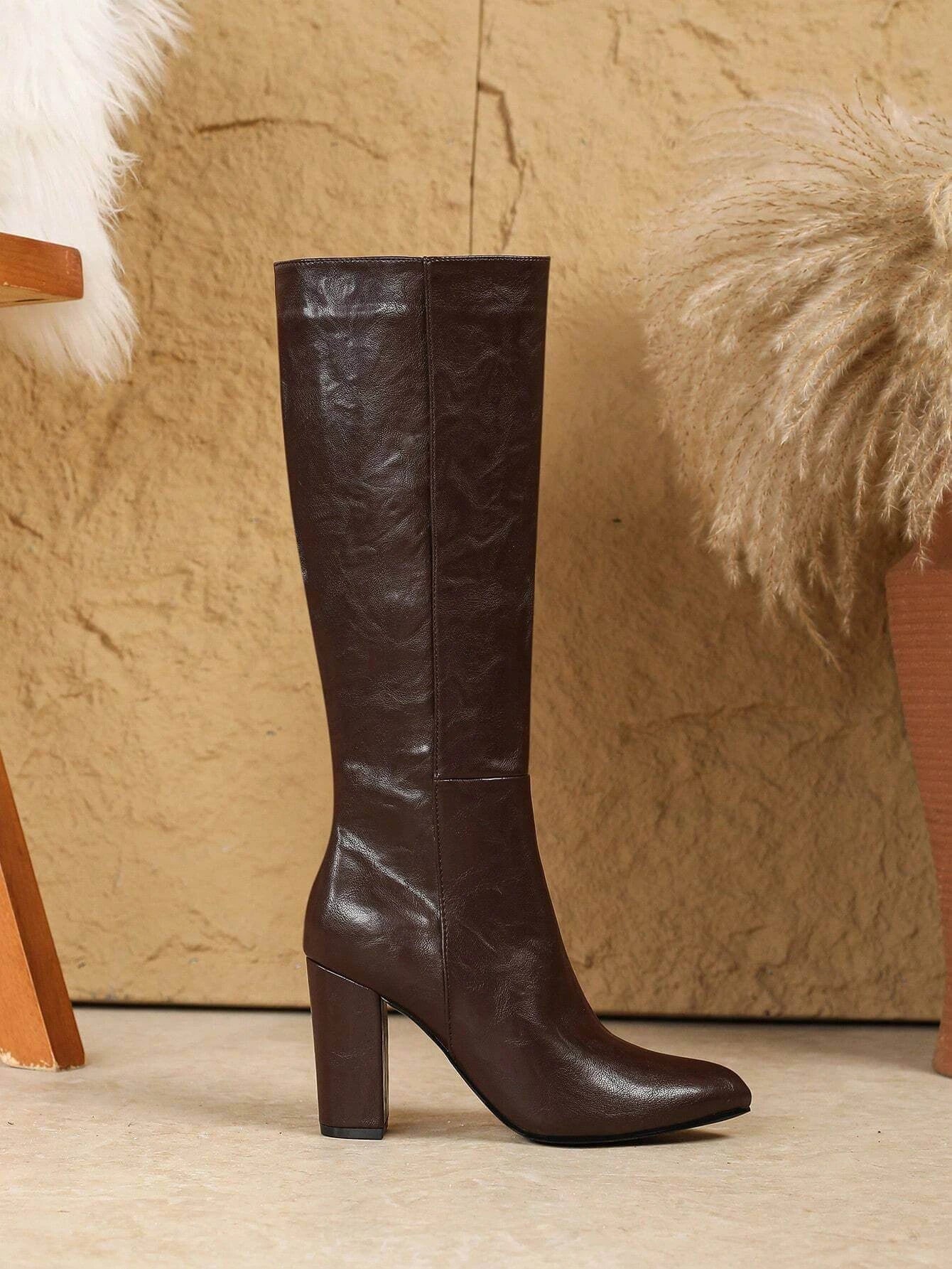 Versatile Style Side-Zip High Heel Boots