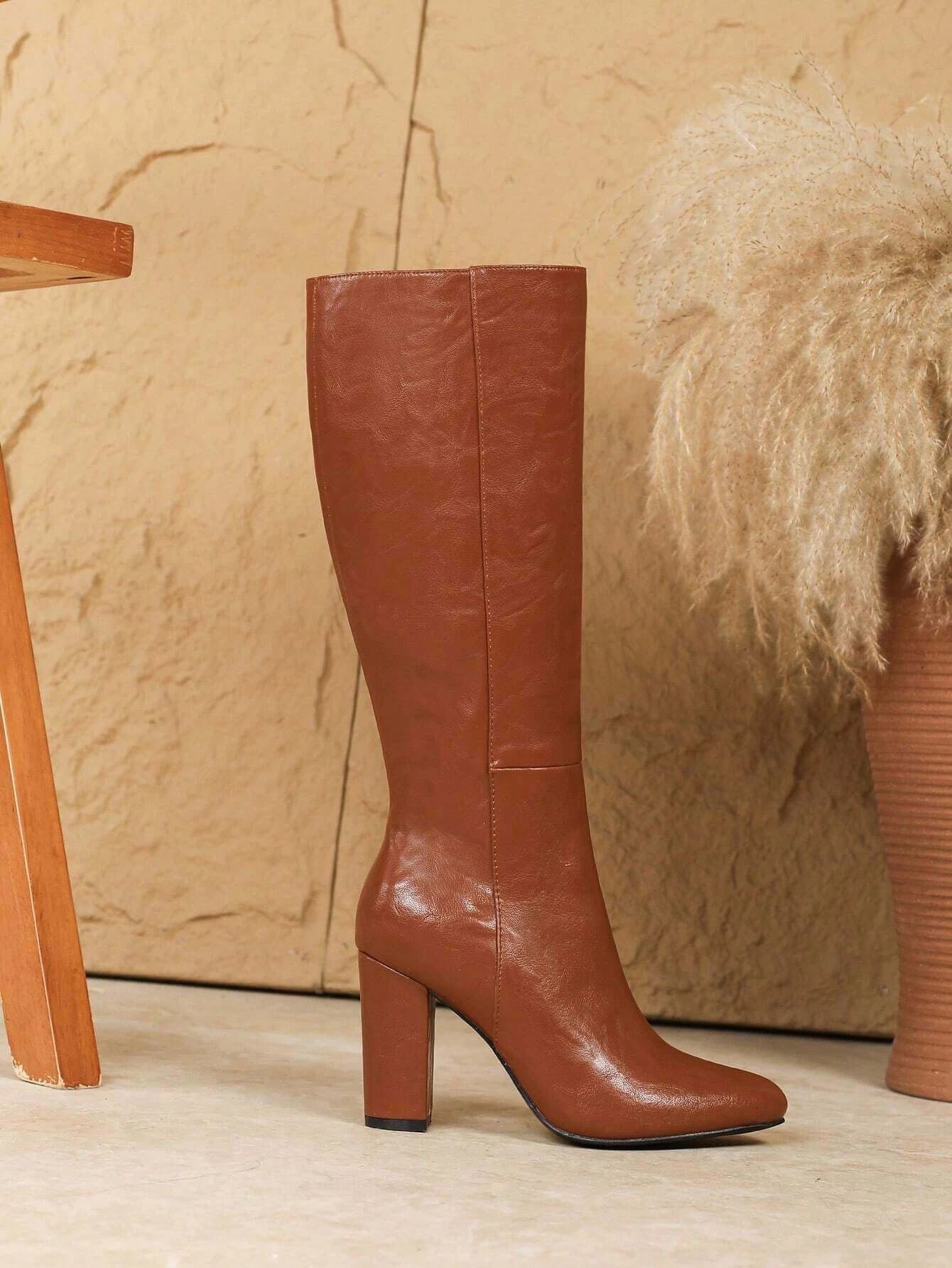 Versatile Style Side-Zip High Heel Boots