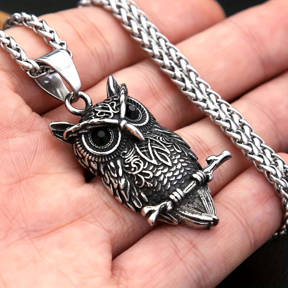 Viking Owl Pendant Necklace – Edgy Premium SS Jewelry