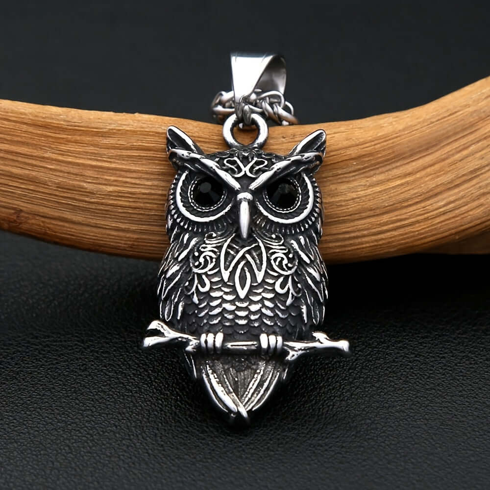 Viking Owl Pendant Necklace – Edgy Premium SS Jewelry