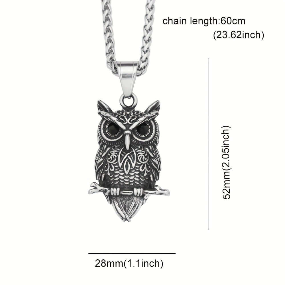 Viking Owl Pendant Necklace – Edgy Premium SS Jewelry
