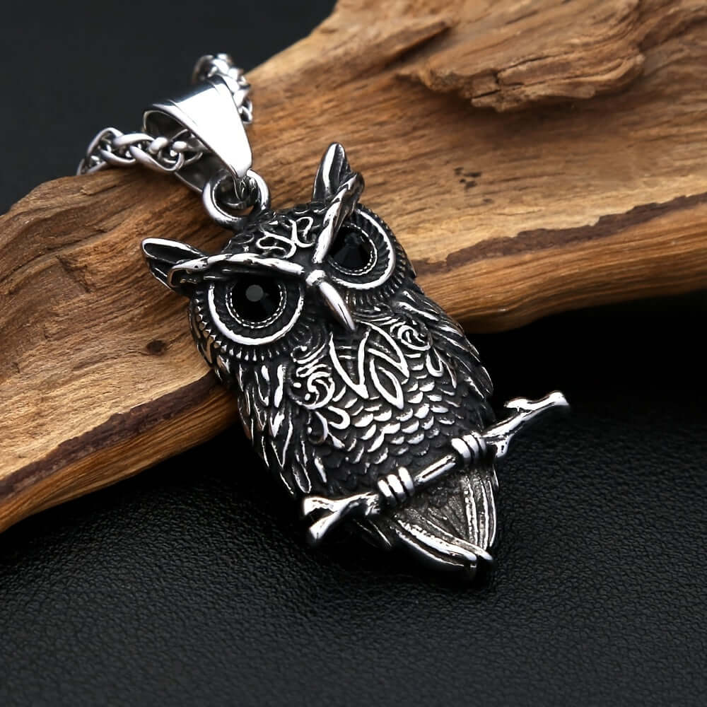 Viking Owl Pendant Necklace – Edgy Premium SS Jewelry