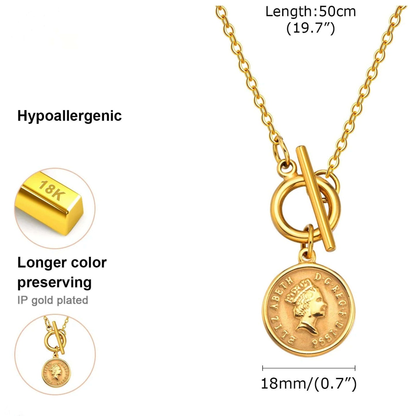 Vintage Hypoallergenic Medallion Coin Necklace