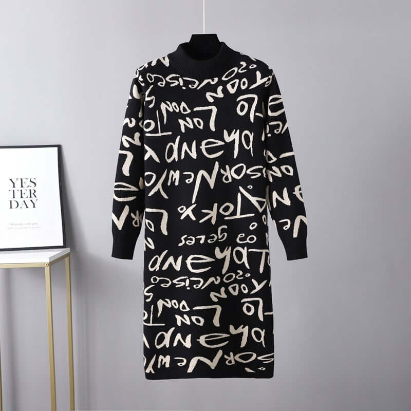 Warm Chic Straight Knit Sweater Dress for Women