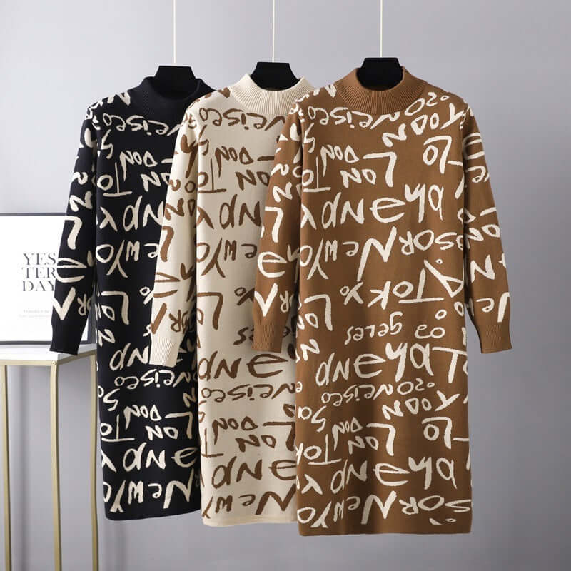 Warm Chic Straight Knit Sweater Dress for Women