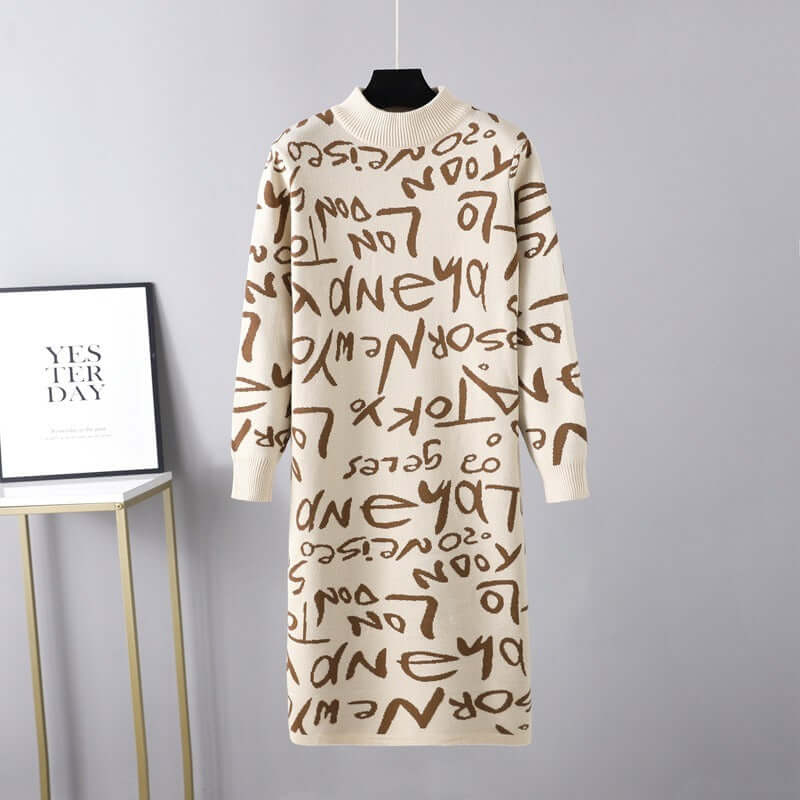 Warm Chic Straight Knit Sweater Dress for Women