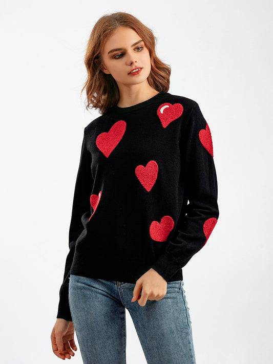 Warm Cozy Knit Sweater Red Heart Pattern