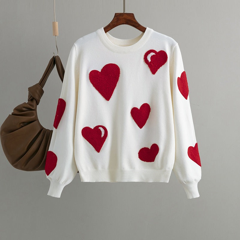 Warm Cozy Knit Sweater Red Heart Pattern