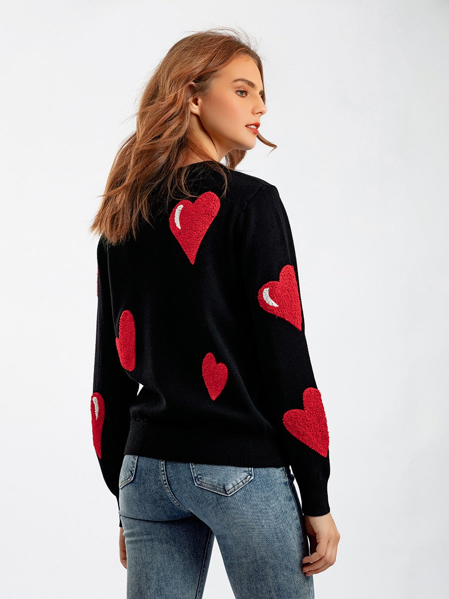 Warm Cozy Knit Sweater Red Heart Pattern
