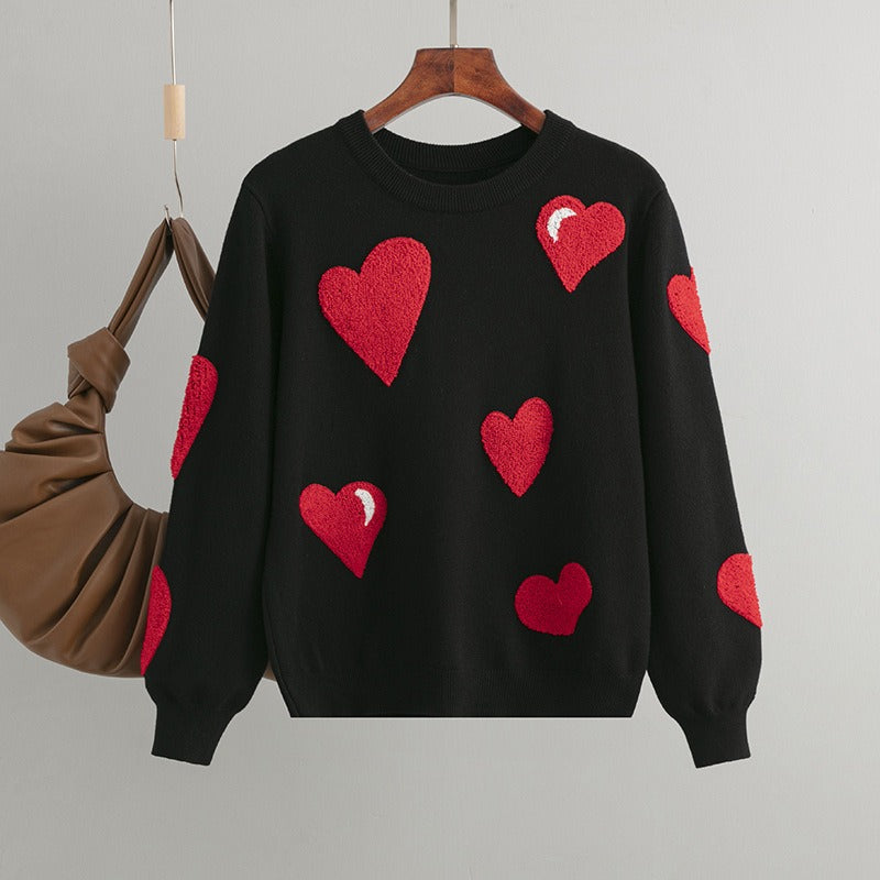 Warm Cozy Knit Sweater Red Heart Pattern