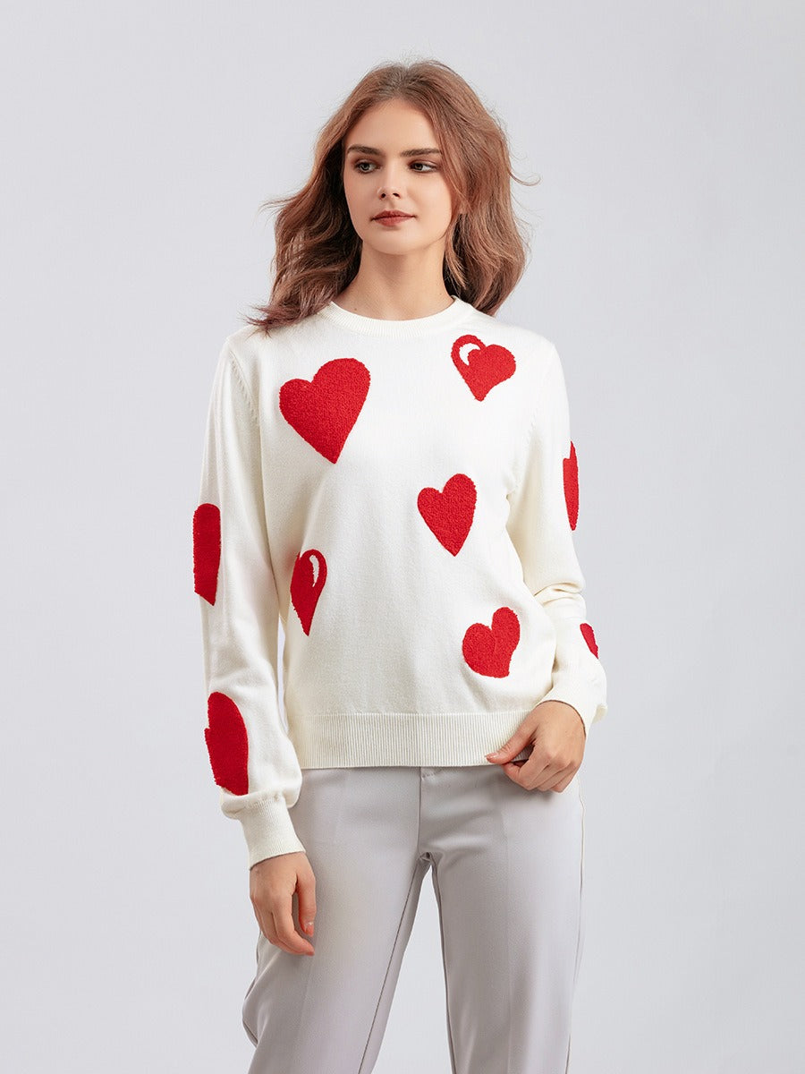 Warm Cozy Knit Sweater Red Heart Pattern