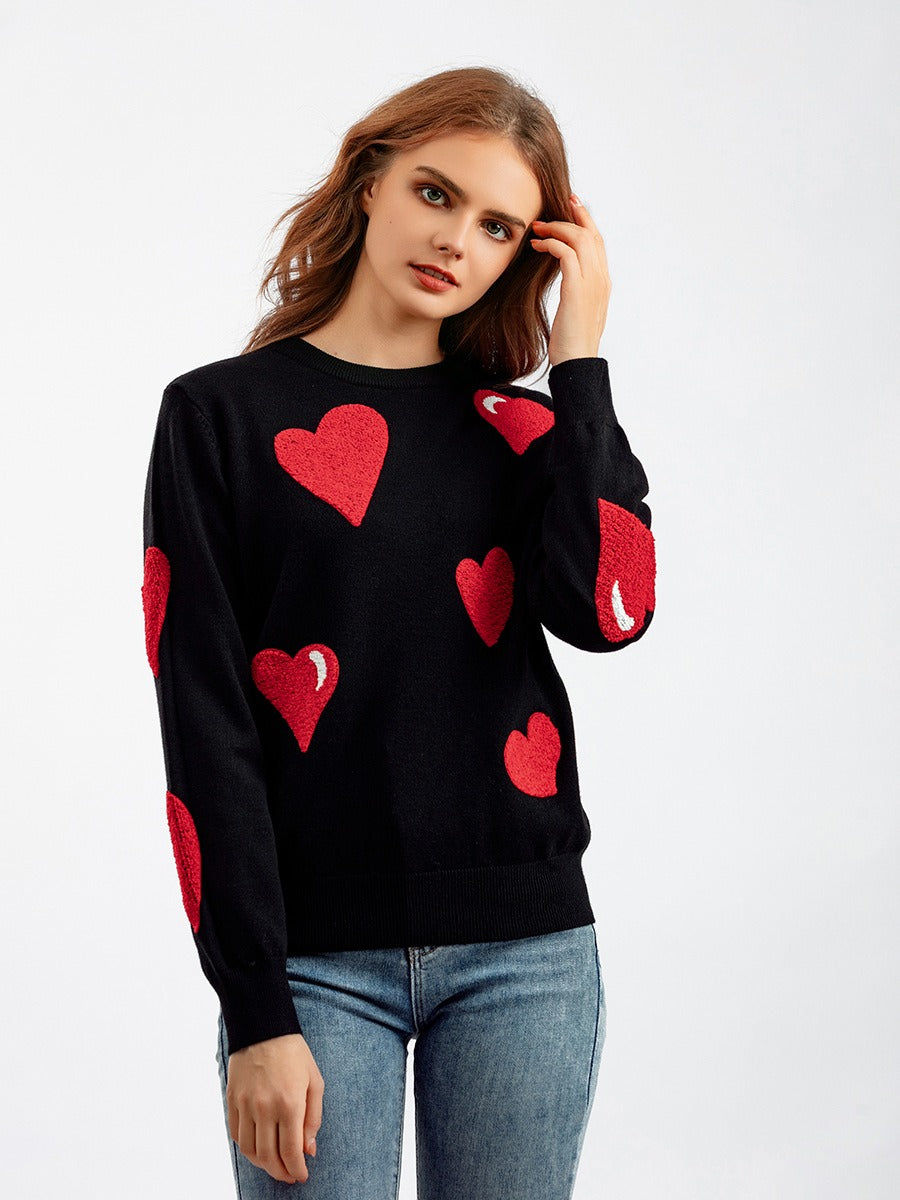 Warm Cozy Knit Sweater Red Heart Pattern